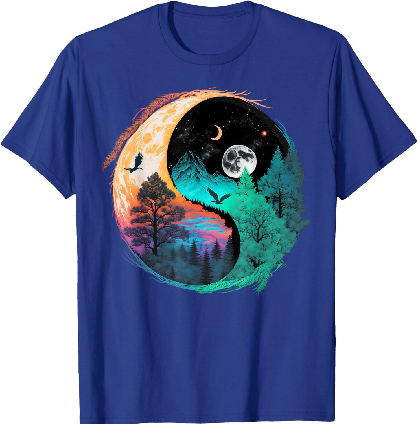 Meditation Taoism Yin Yang Symbol on Nature Taijitu Yin Yang T-Shirt - T-Shirt | Royal