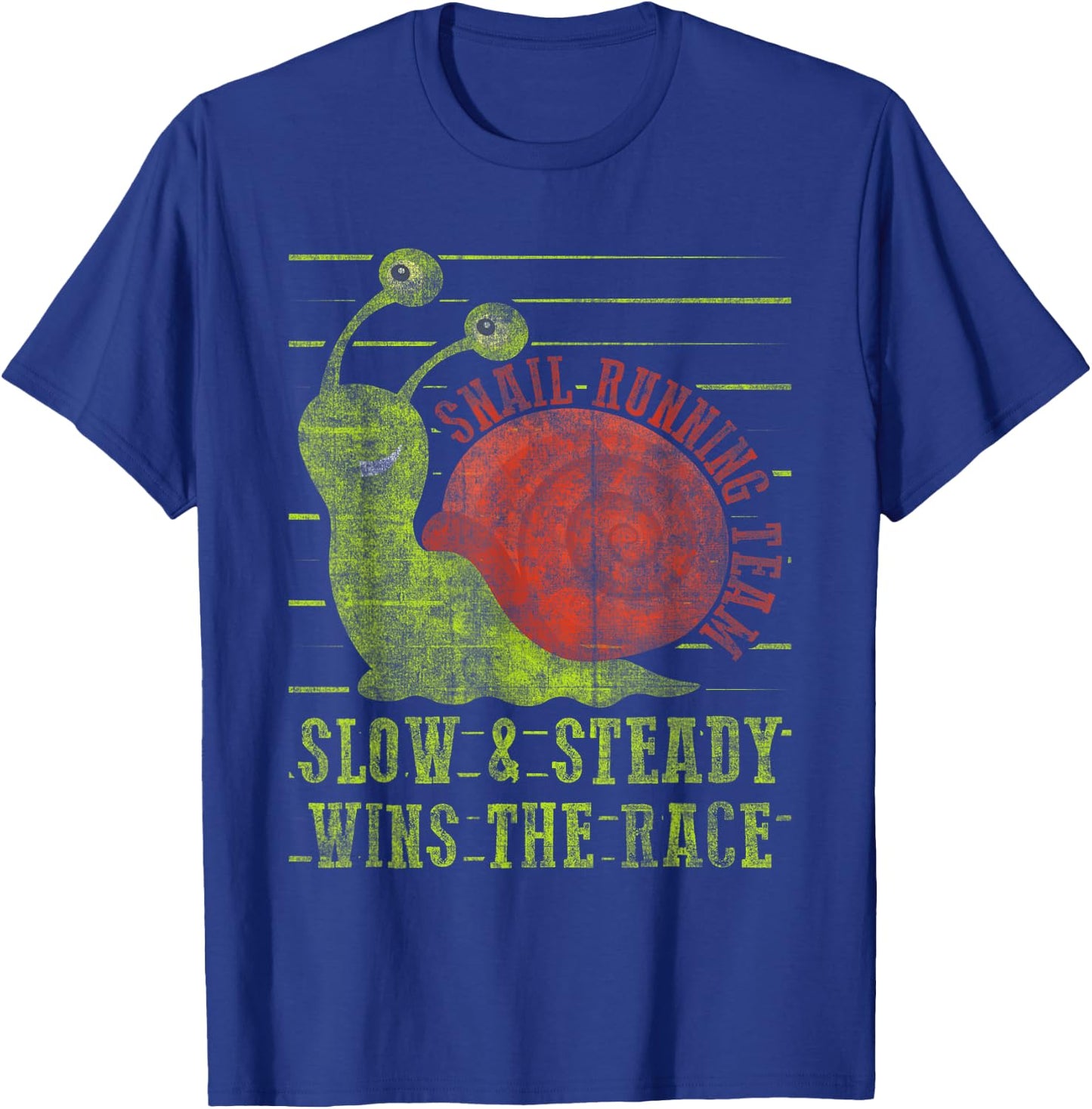 Snail Running Team Slow & Steady Wins The Race Funny Running T-Shirt - T-Shirt | Royal