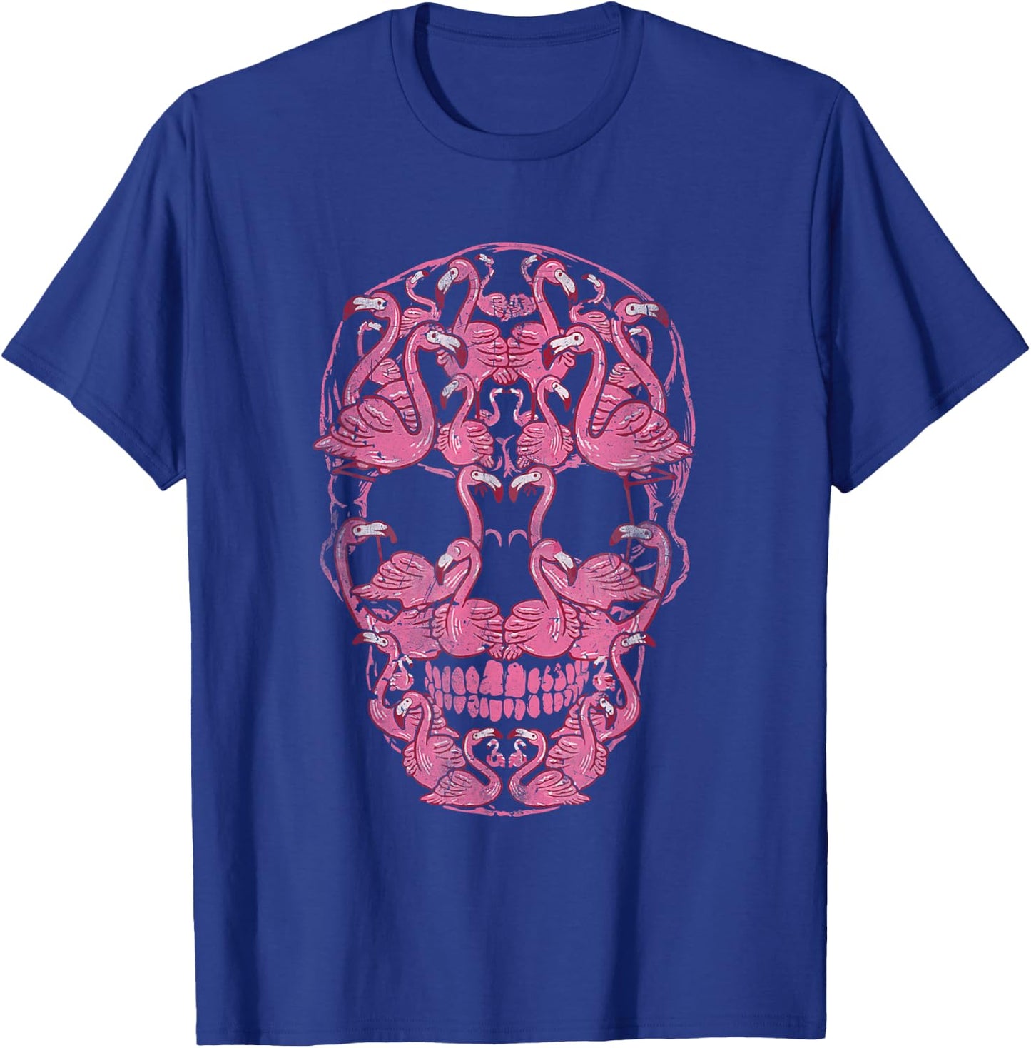 Pink Flamingo Skull Halloween Spooky Breast Cancer Awareness T-Shirt - T-Shirt | Royal