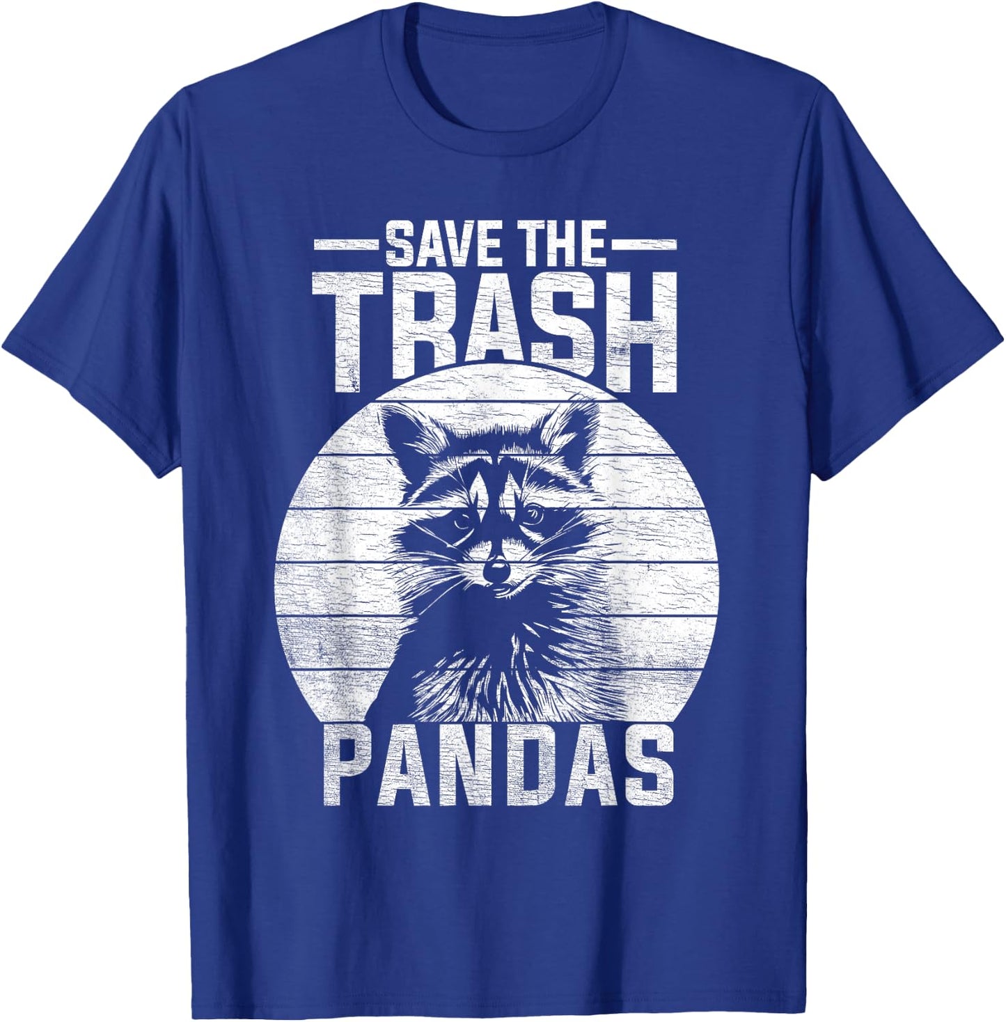 Vintage Retro Save The Trash Pandas Funny Raccoon T-Shirt - T-Shirt | Royal