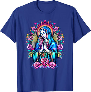 Praying Virgin Mary, roses, Christianity, faith, saint image T-Shirt - T-Shirt | Royal