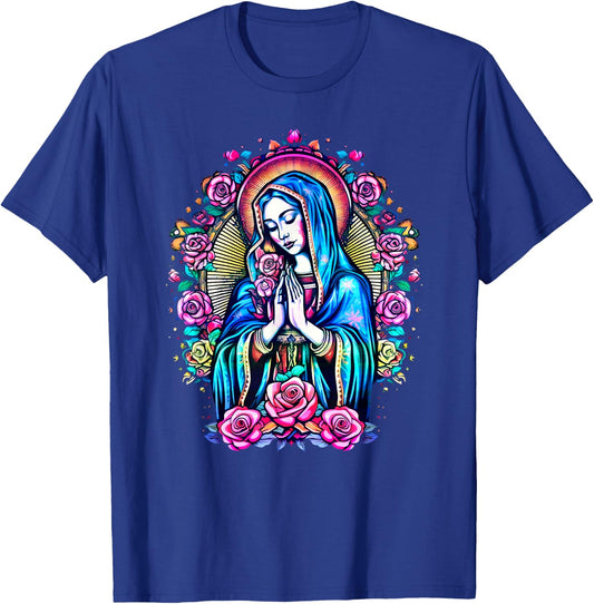 Praying Virgin Mary, roses, Christianity, faith, saint image T-Shirt - T-Shirt | Royal