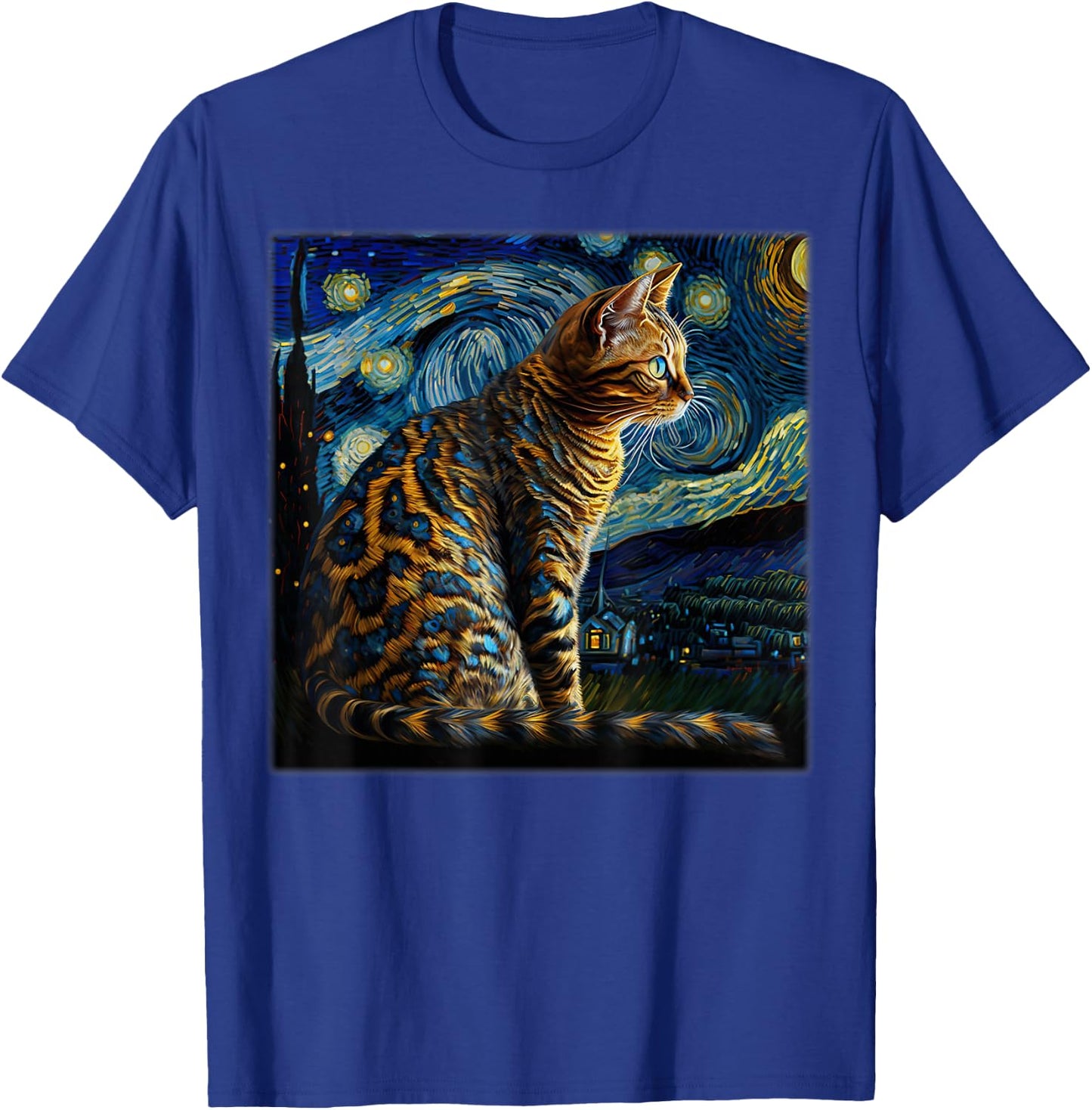 Surrealism Starry Night Bengal cat T-Shirt - T-Shirt | Royal