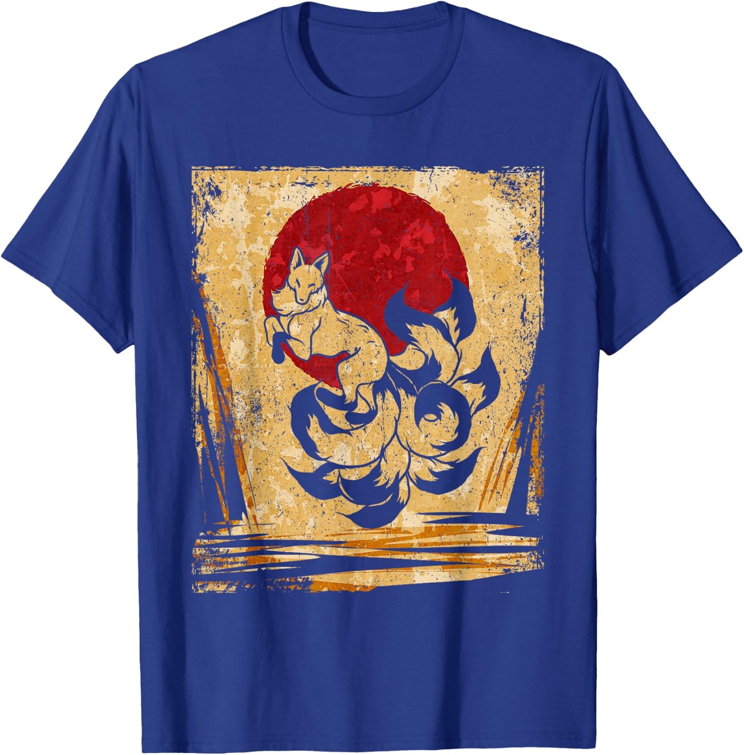 Nine-tailed fox Japanese retro art T-Shirt - T-Shirt | Royal