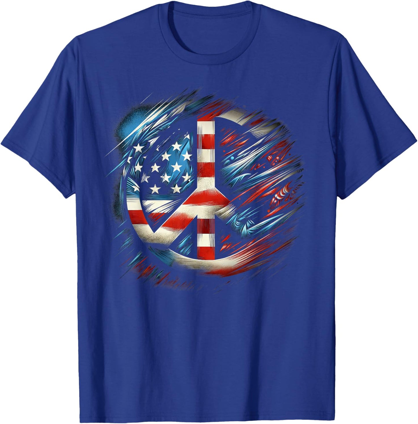 American Flag Peace Sign Fourth of July T-Shirt - T-Shirt | Royal