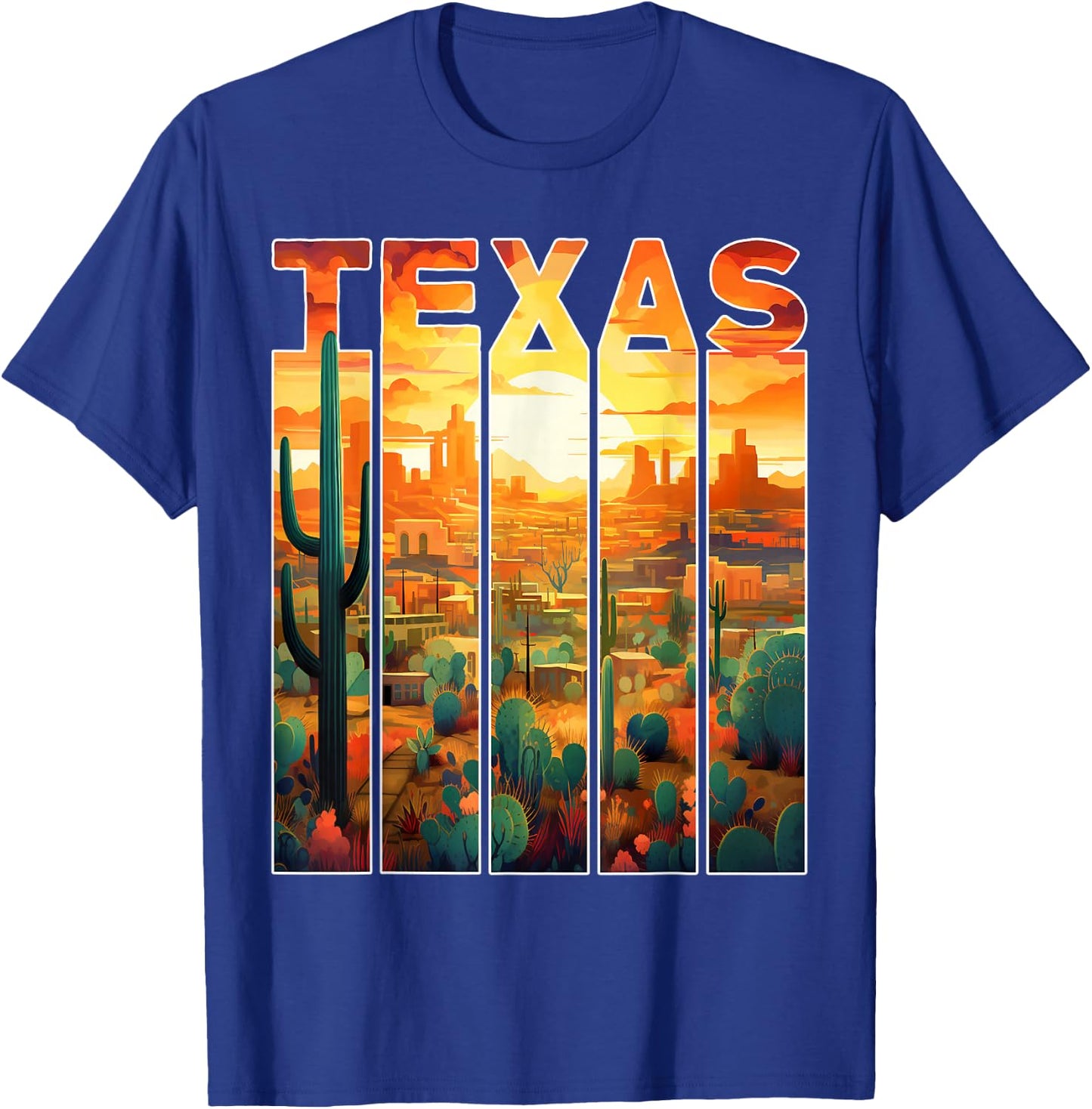 Texas 1845 desert cactus sunset vacation trip Texas T-Shirt - T-Shirt | Royal
