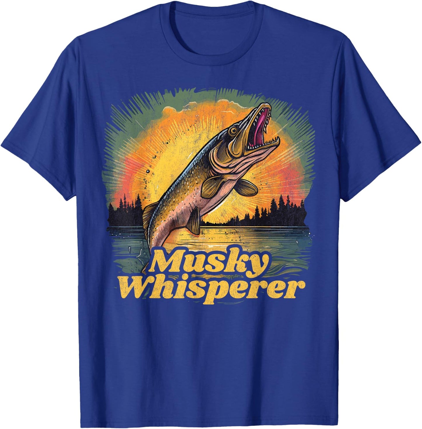 Musky Shirts and Musky Musky Fishing , -Adults, Women, Short Sleeve, , Black, Small T-Shirt - T-Shirt | Royal