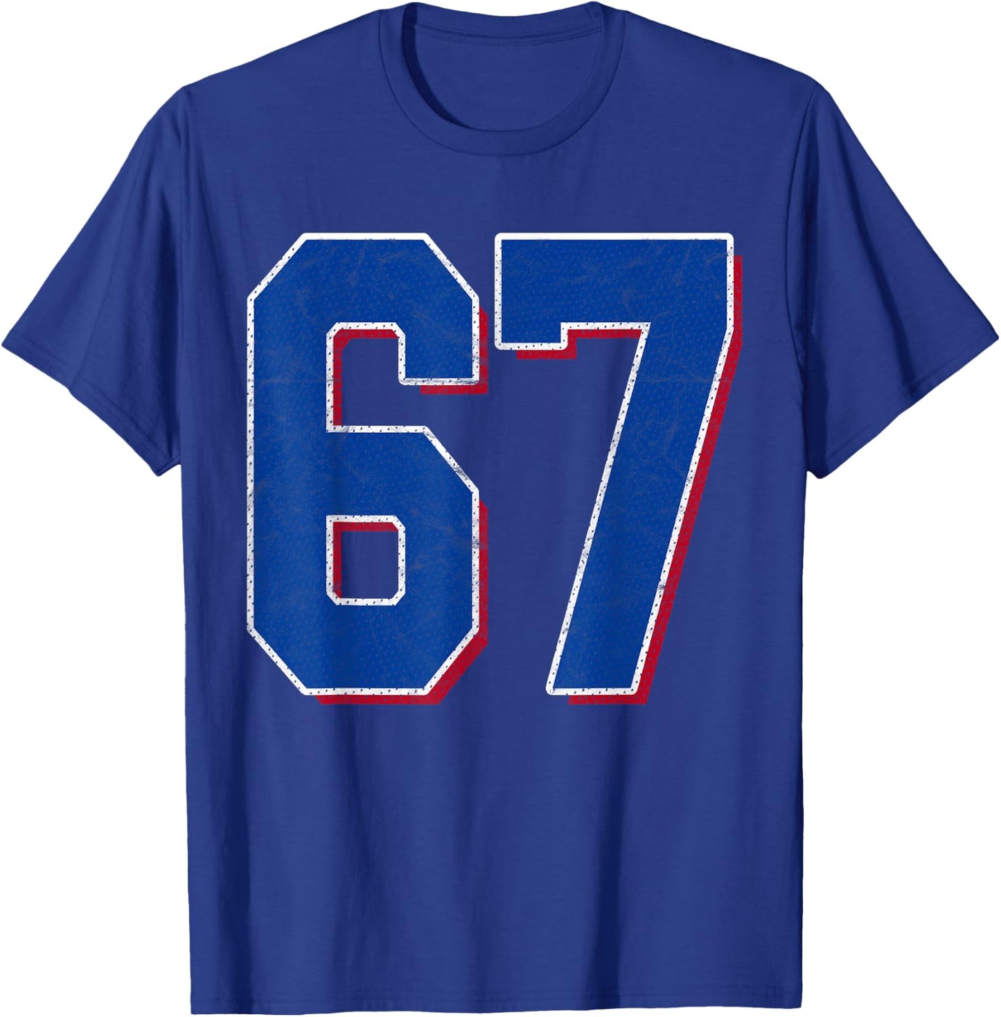 Number 67 Numbered Uniform Sports Team Jersey 67th Birthday T-Shirt - T-Shirt | Royal