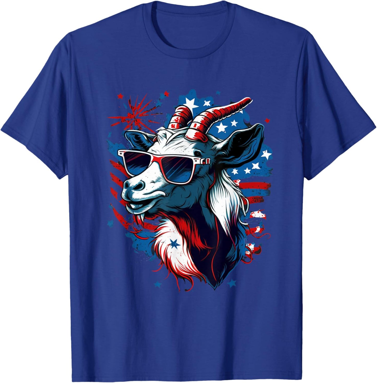 USA Patriotic Goat 4th of July Boys Funny Goat Americaaa T-Shirt - T-Shirt | Royal