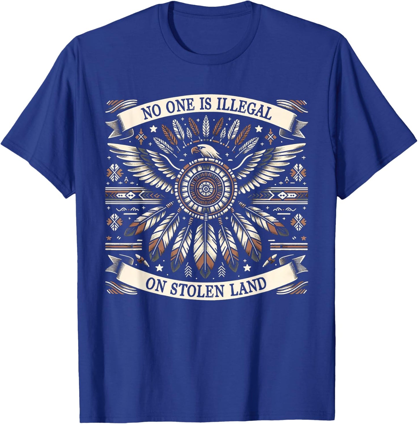 No One Is Illegal On Stolen Land Kids Native American T-Shirt - T-Shirt | Royal