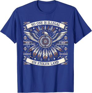No One Is Illegal On Stolen Land Kids Native American T-Shirt - T-Shirt | Royal