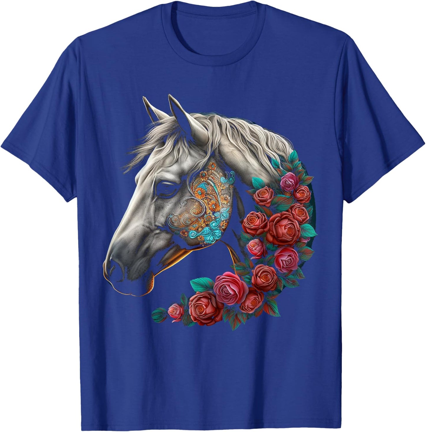 Horse Mandala Flower | Animal Motif Horse T-Shirt - T-Shirt | Royal