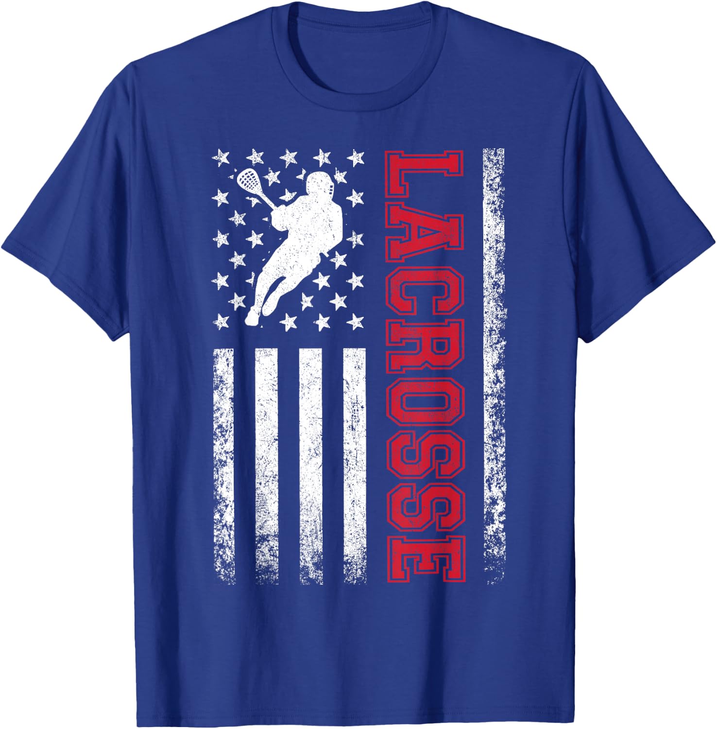 Lacrosse USA Flag Lax Shirt Men Women Boys Girls T-Shirt - T-Shirt | Royal