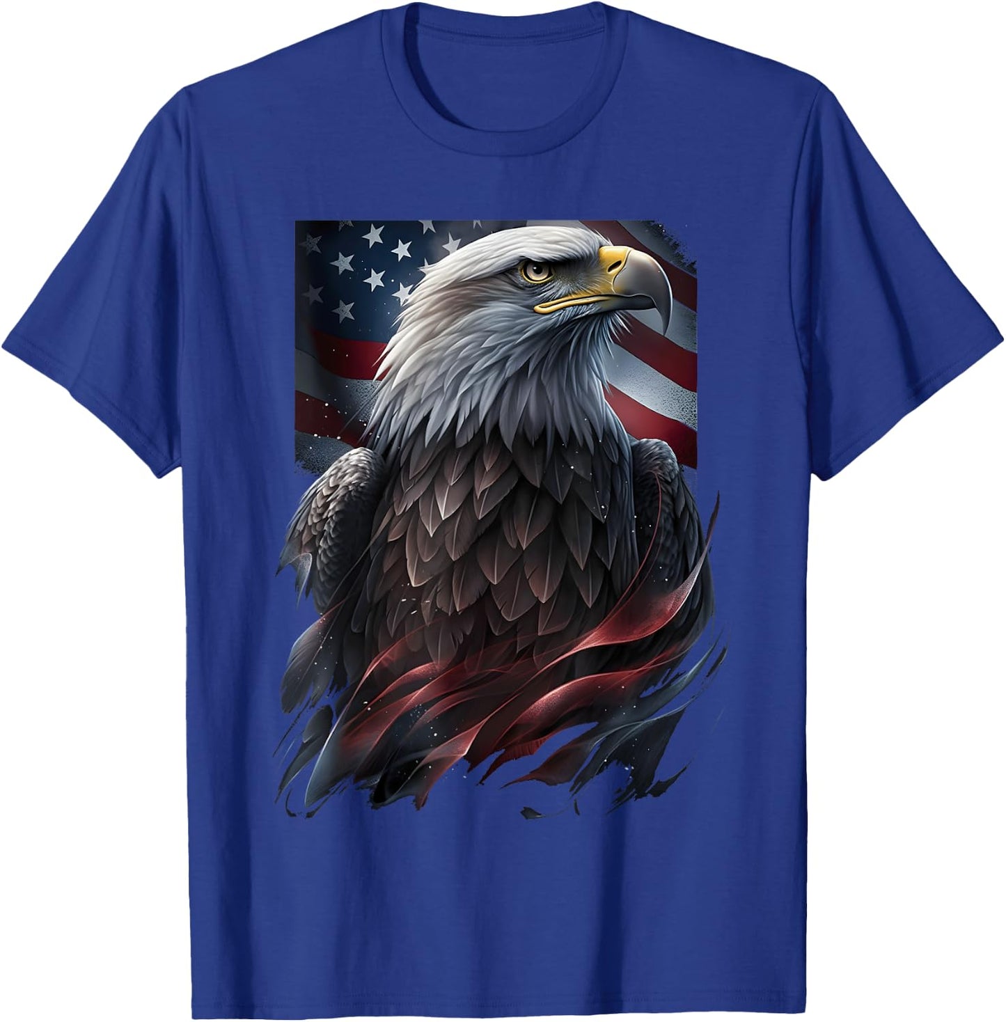 Eagle Bird 4th of July American Flag Veterans Memorial T-Shirt - T-Shirt | Royal
