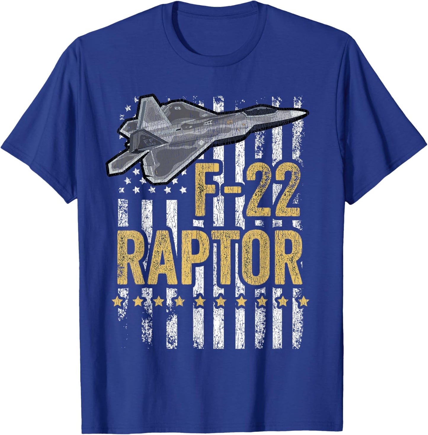 F-22 Raptor Fighter Jet USA Flag Military F-18 Plane Women Kids Men T-Shirt - T-Shirt | Royal