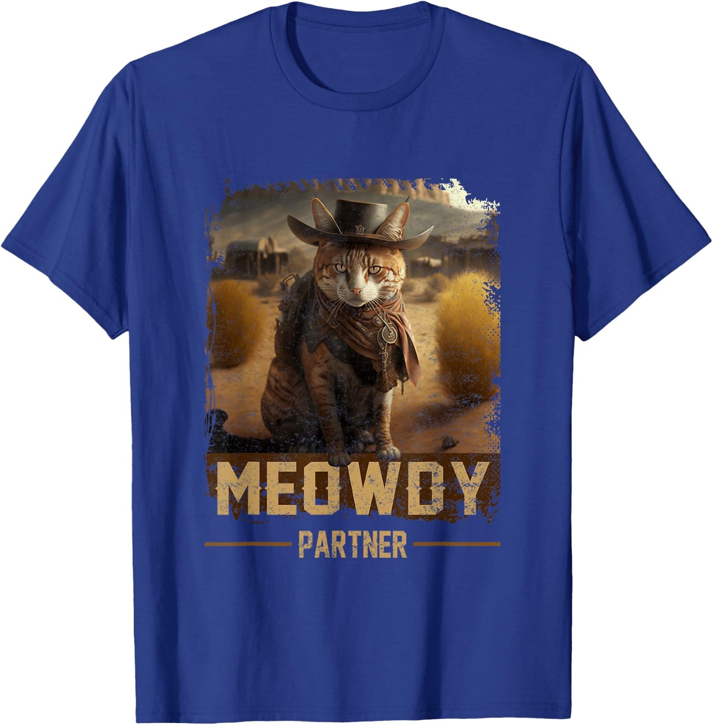 Meowdy Partner Country Music Cat Cowboy Hat Western Cat T-Shirt - T-Shirt | Royal