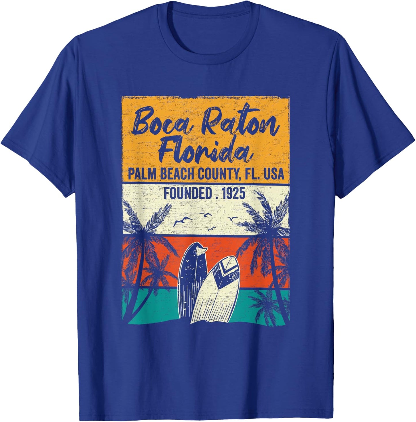 Retro Boca Raton FL Vintage Florida Men Women Kids T-Shirt - T-Shirt | Royal