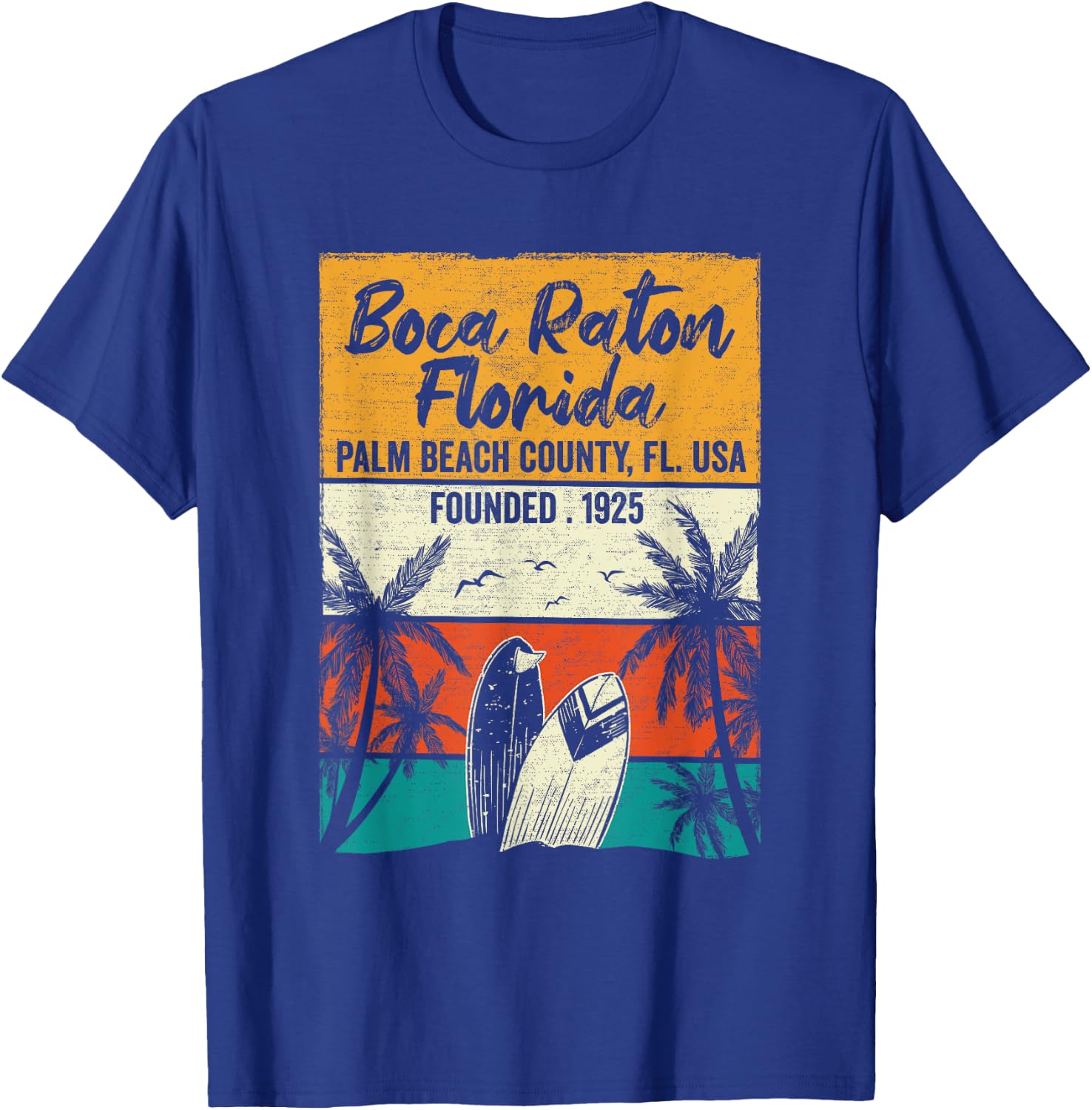 Retro Boca Raton FL Vintage Florida Men Women Kids T-Shirt - T-Shirt | Royal