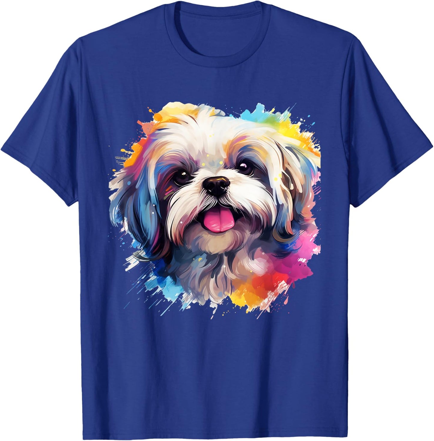 Shih-Tzu Portrait | Portrait Colour Artwork T-Shirt - T-Shirt | Royal