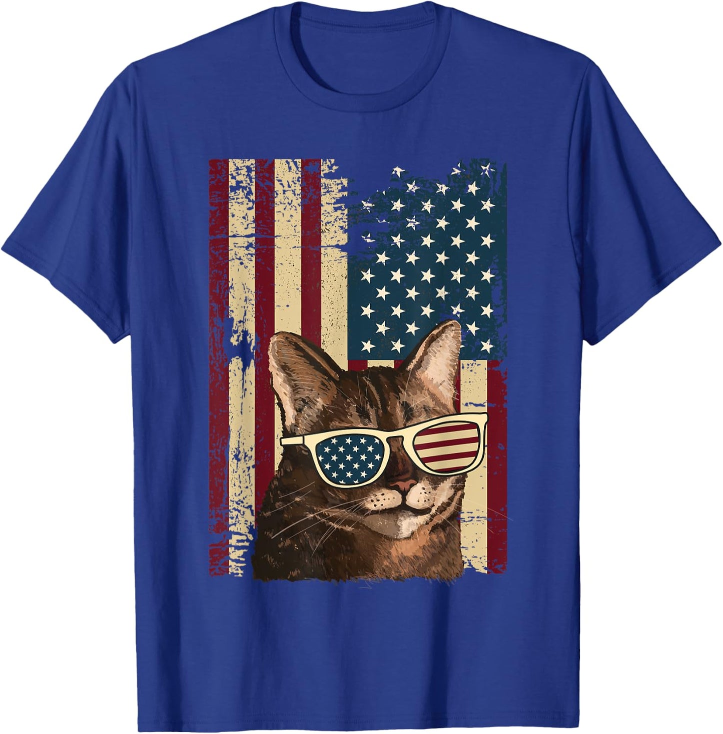 Cat 4th of July Meowica Merica Men USA American Flag T-Shirt - T-Shirt | Royal