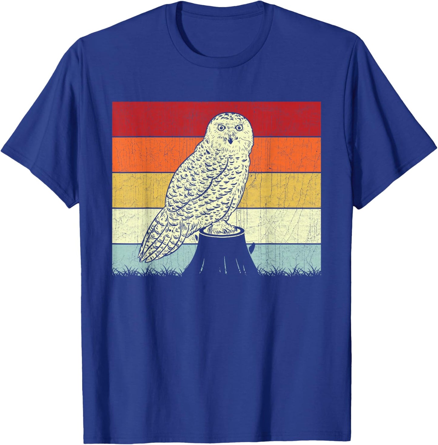 Snowy Owl Lovers Boys Girls Vintage Snowy Owl Design Retro T-Shirt - T-Shirt | Royal