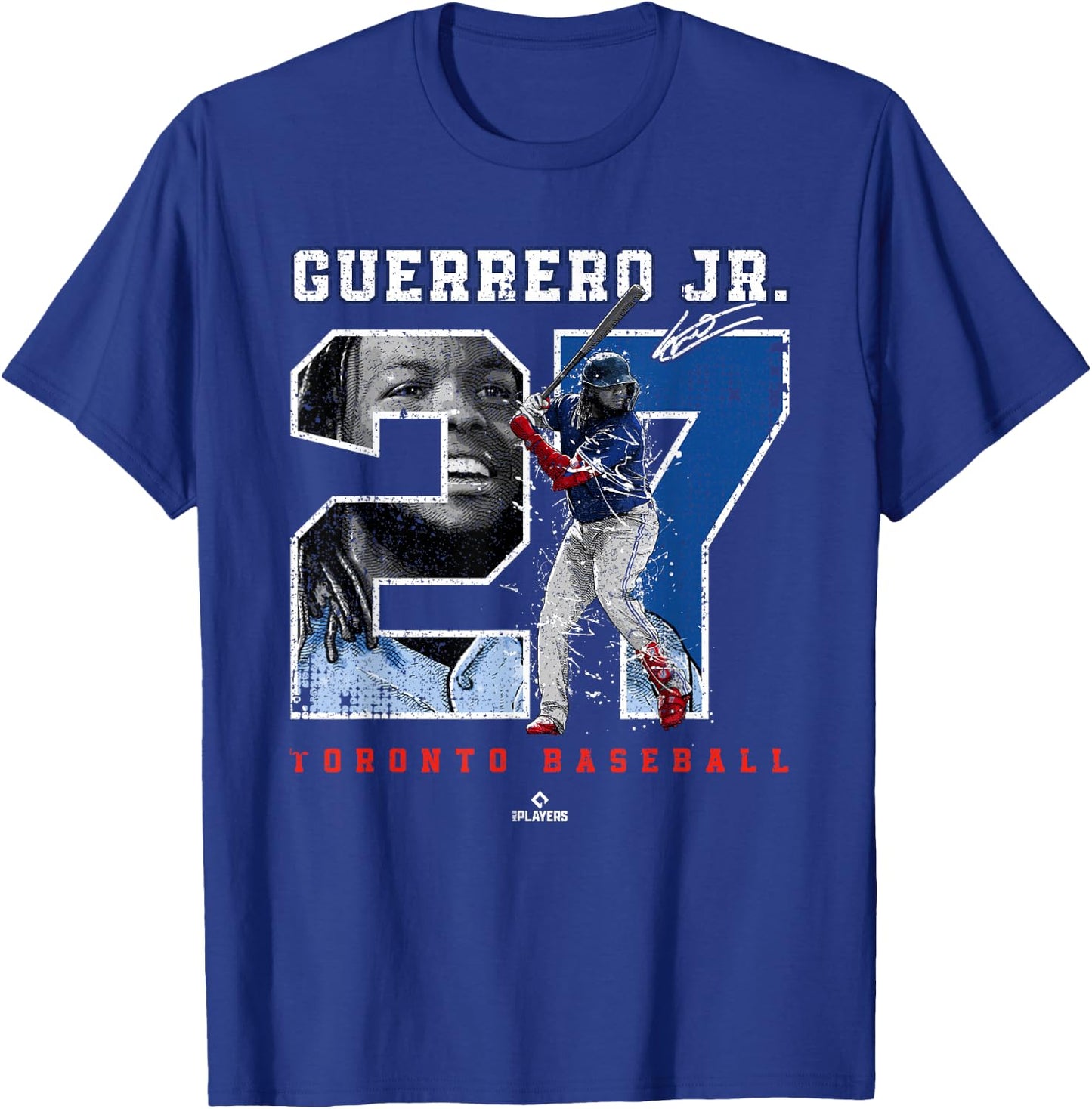Number and Portrait Vladimir Guerrero Jr Toronto MLBPA T-Shirt - T-Shirt | Royal