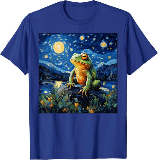 Cute Cottagecore Van Gogh Starry Night Frog Aesthetic Gifts T-Shirt - T-Shirt | Royal