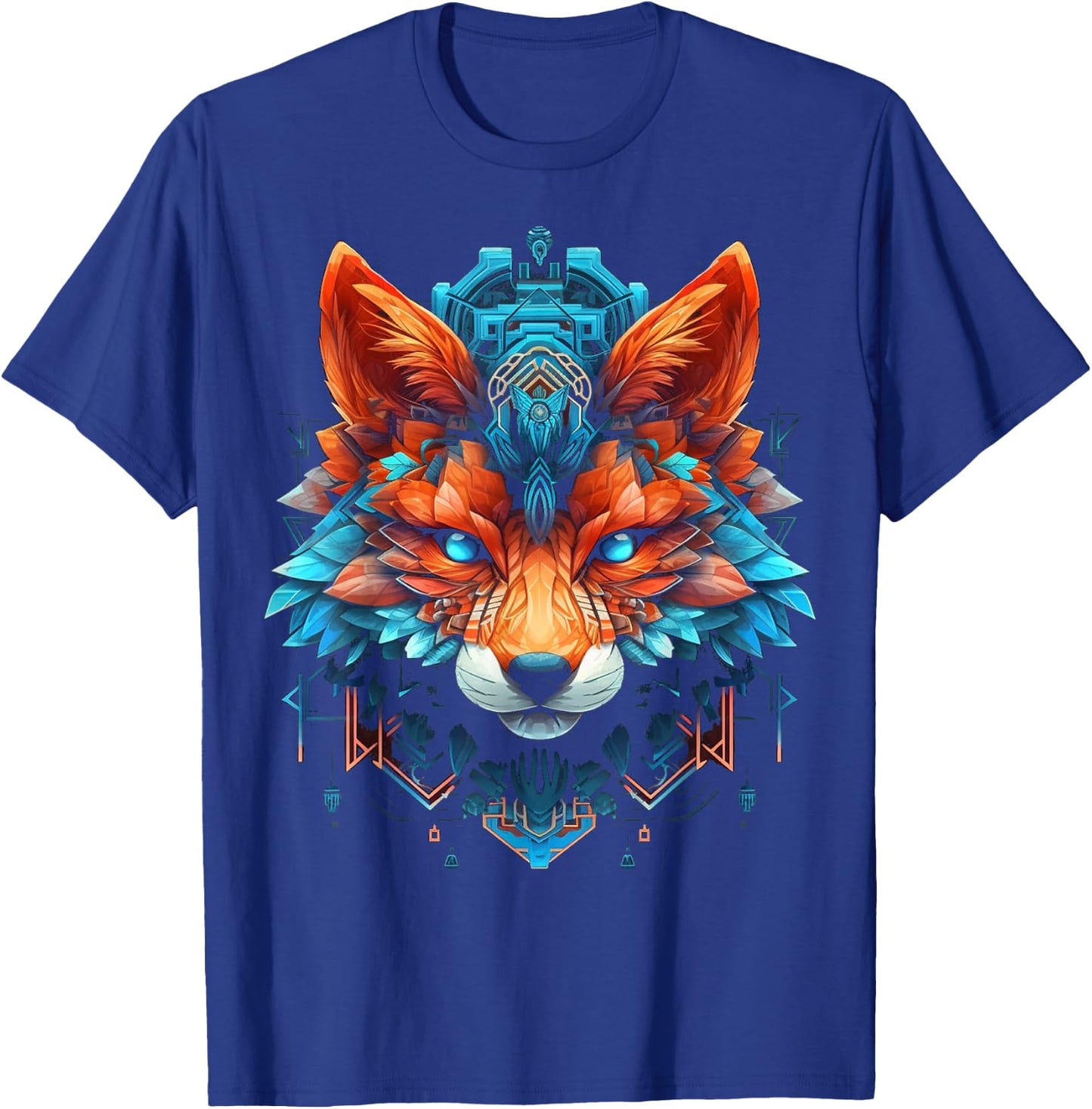 Fox Mandala Blue Eyes Animal Art Fox T-Shirt - T-Shirt | Royal