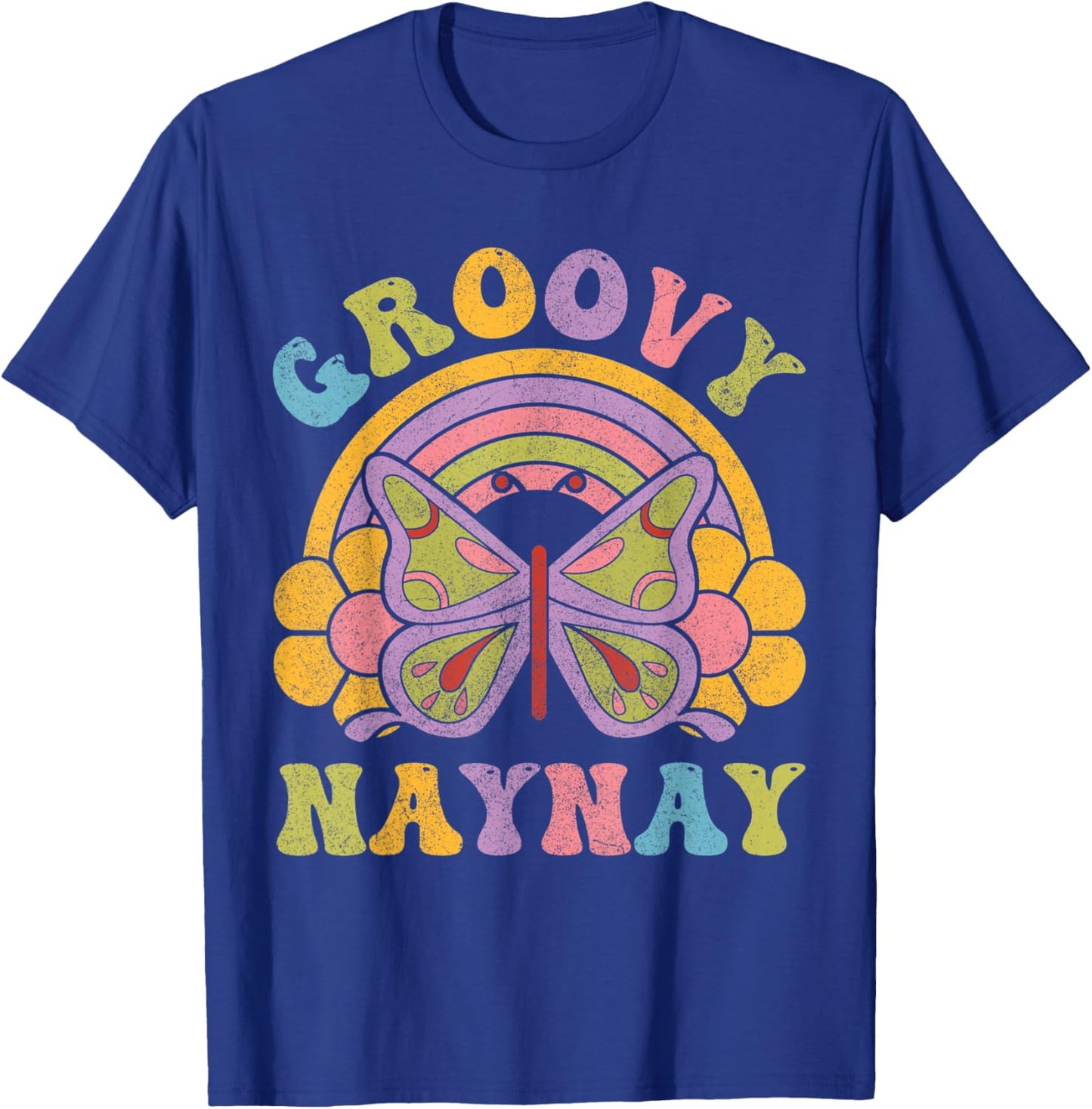 80s 70s Shirts , Grandma Groovy Naynay Butterfly T-Shirt - T-Shirt | Royal