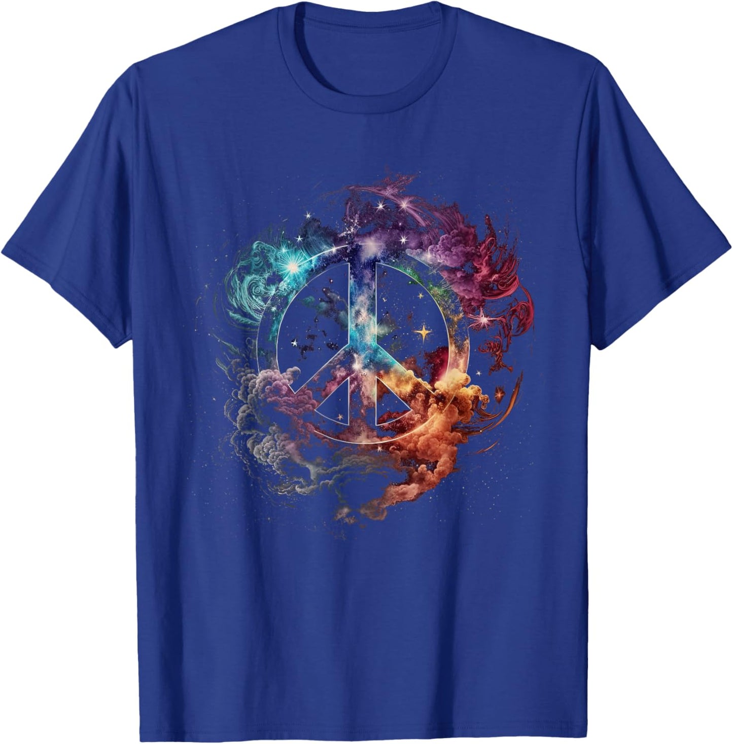 Peace sign of freedom hippie flower child space science T-Shirt - T-Shirt | Royal