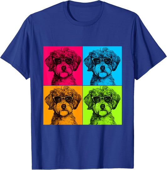 Schnoodle Dog Pop Art Design Illustration Colorful Men Women Girls Kids T-Shirt - T-Shirt | Royal