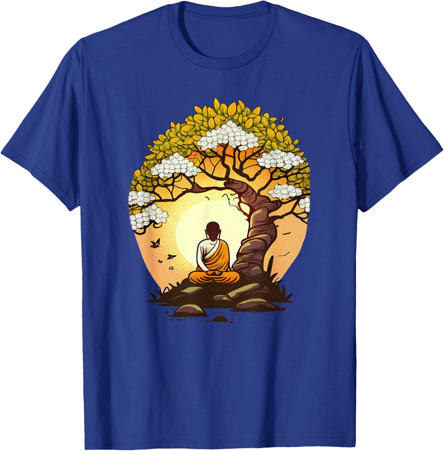 Buddha Sitting Under a Tree - Zen Meditation Lover T-Shirt - T-Shirt | Royal