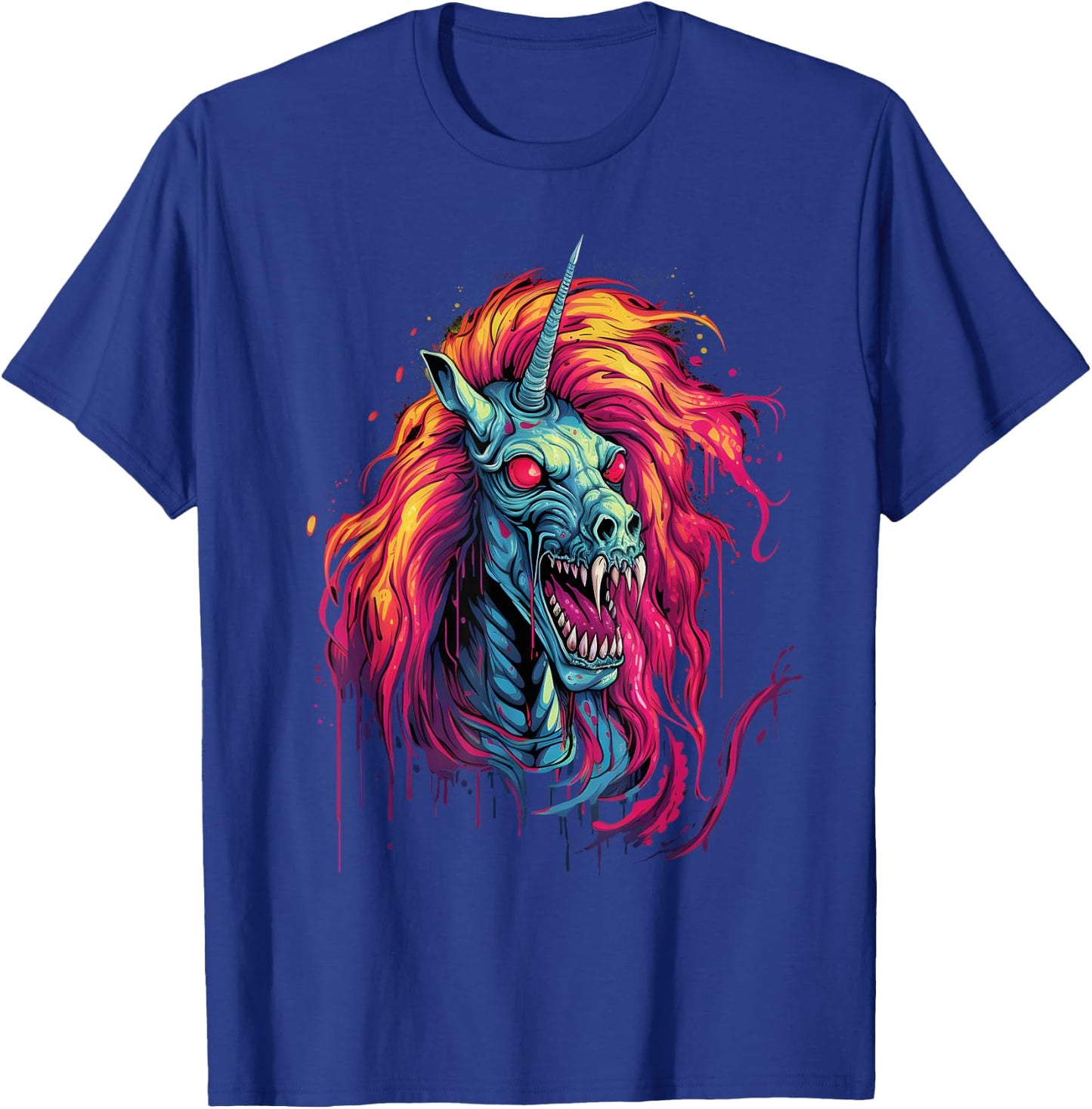 Halloween Zombie Unicorn Skull Colorful Halloween Graphic T-Shirt - T-Shirt | Royal
