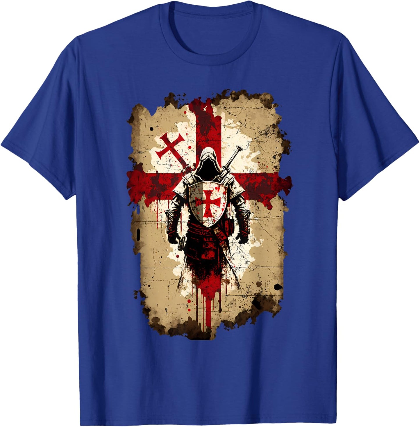 Knights Templar Crusader Cross Soldier of Christ Flag T-Shirt - T-Shirt | Royal