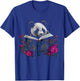 Panda reading a Book - Flowers | Animal Rose Motif Panda T-Shirt - T-Shirt | Royal