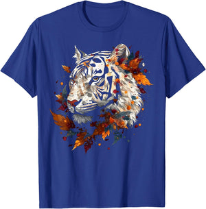Tiger Artwork - Autumn Leaves Zoo Animal Tiger T-Shirt - T-Shirt | Royal