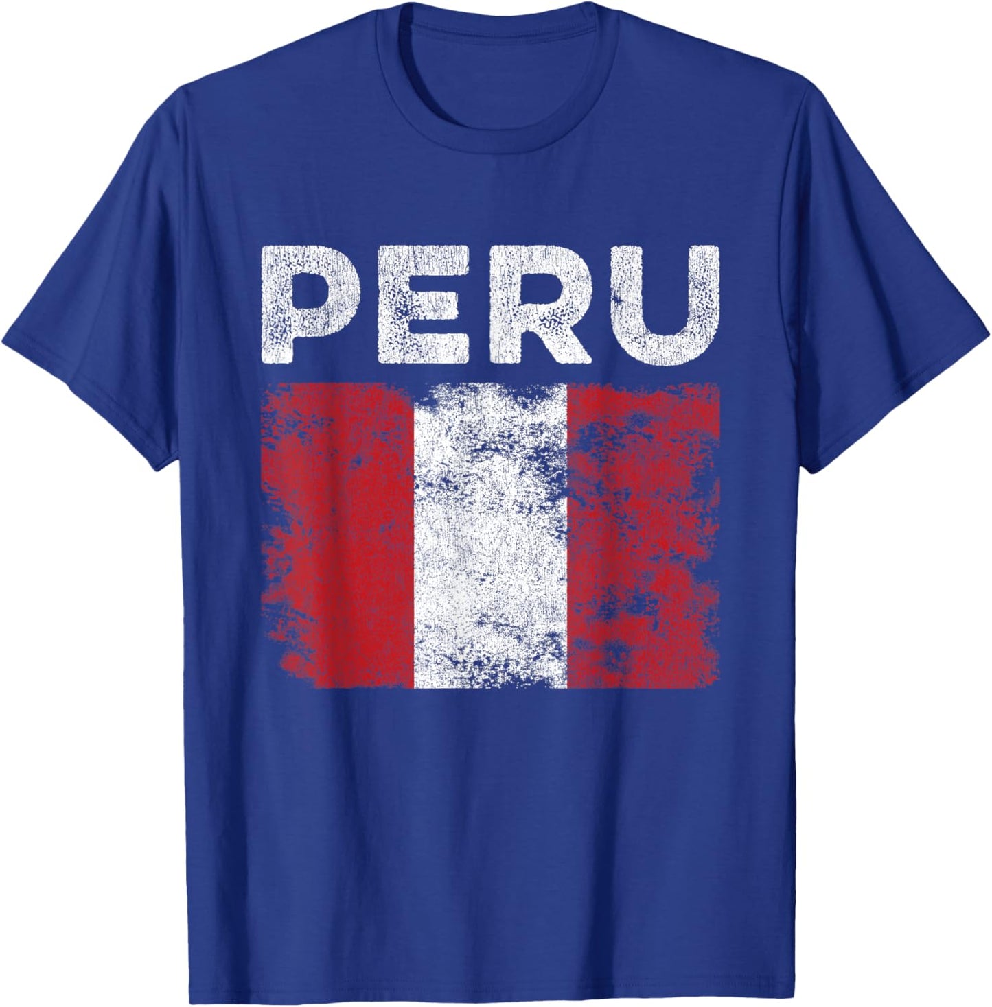Peru Flag Distressed - Men Women Kids - Peruvian Flag T-Shirt - T-Shirt | Royal