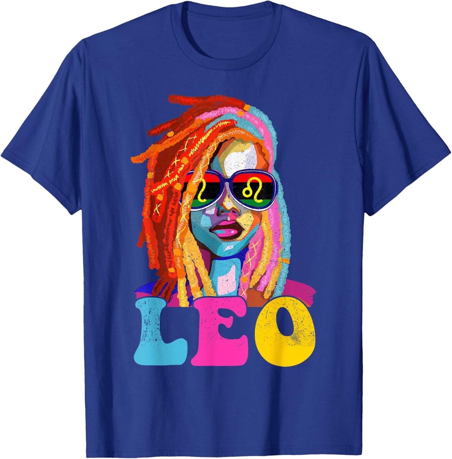 Leo Queen African American Loc'd Women Zodiac Sign T-Shirt - T-Shirt | Royal
