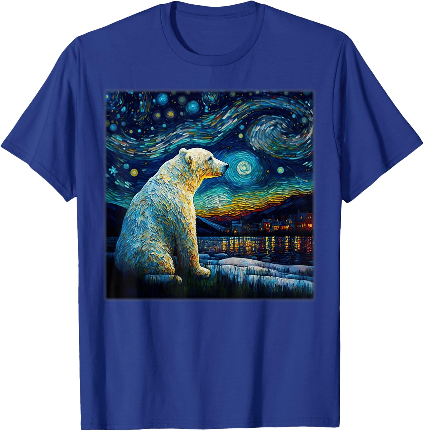 Surrealism Starry Night Polar Bear T-Shirt - T-Shirt | Royal