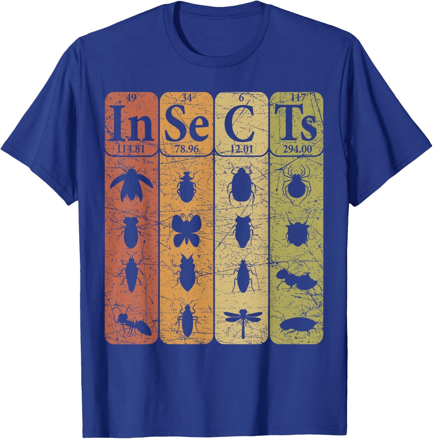 Insects Periodic Table Elements Entomologist Retro Bugs T-Shirt - T-Shirt | Royal