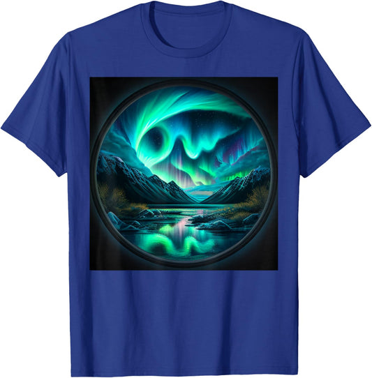 Alaska Aurora Borealis Nature Art for Hiking and Camping T-Shirt - T-Shirt | Royal