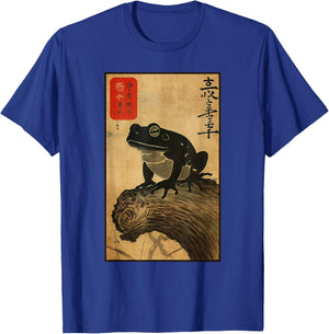 Japanese Woodblock art of a frog with Japanese kanji T-Shirt - T-Shirt | Royal
