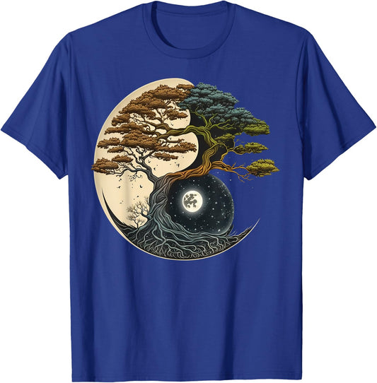 Yin Yang Miniature Tree of Life on Buddhist Bonsai Tree T-Shirt - T-Shirt | Royal