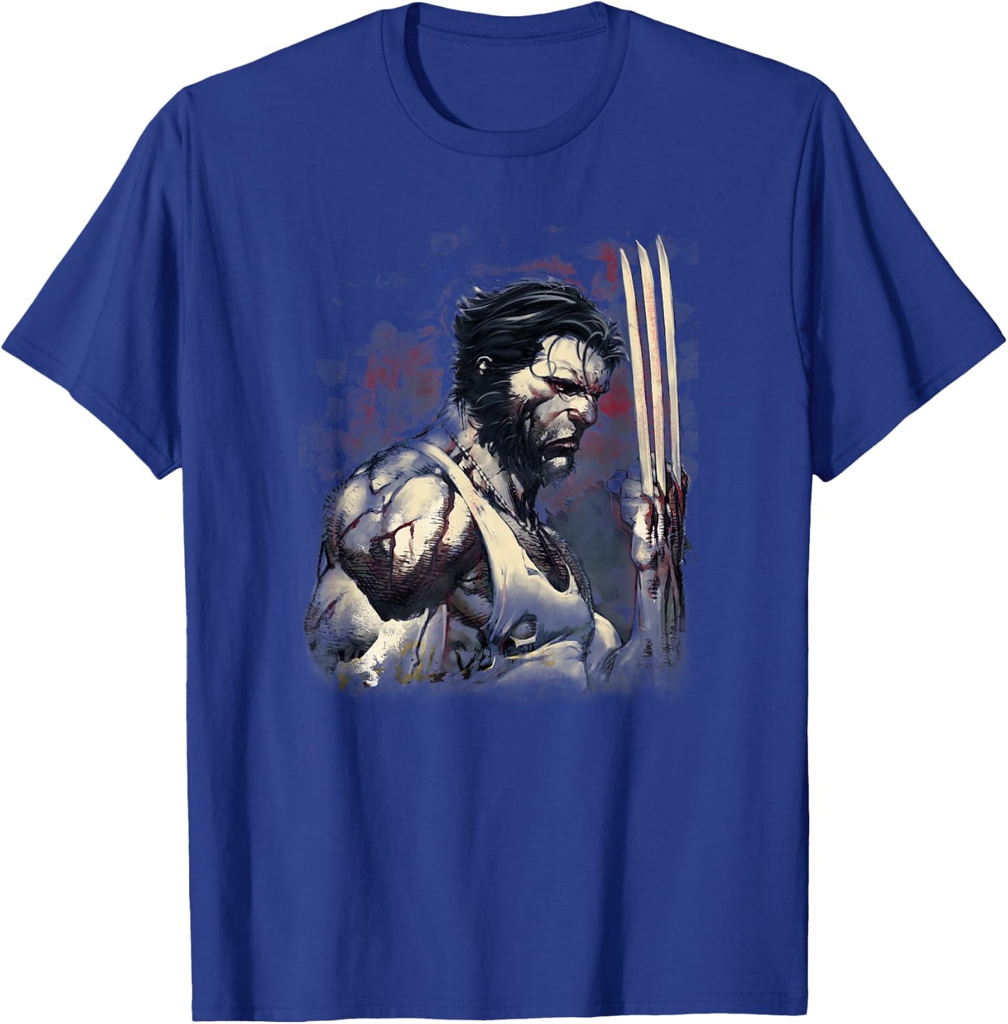 Marvel Wolverine Classic Blood & Steel Logan Profile T-Shirt - T-Shirt | Royal