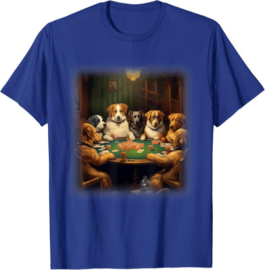 Dogs Playing Poker | A Friend in Need | Funny Dog Lover Art Men Women T-Shirt - T-Shirt | Royal