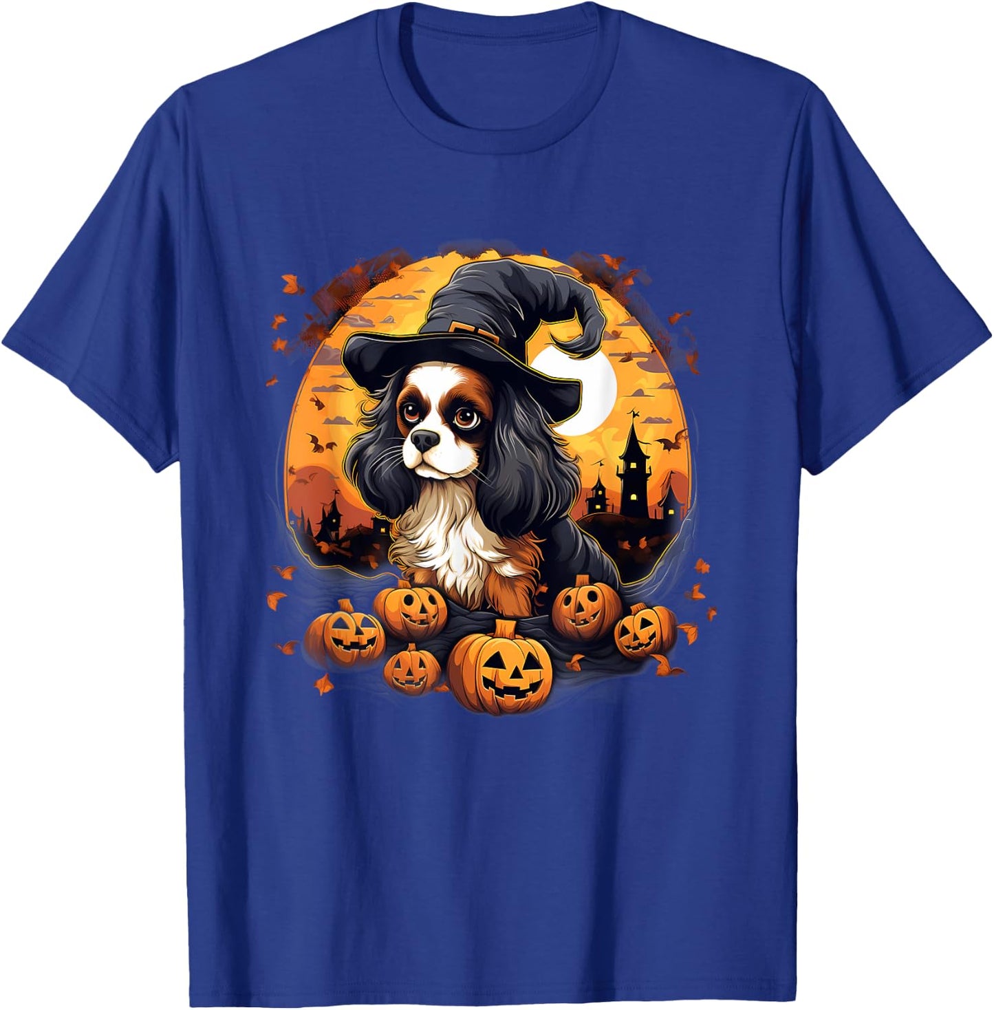 Spooky Cavalier King Charles Spaniel Dog Witch Halloween T-Shirt - T-Shirt | Royal