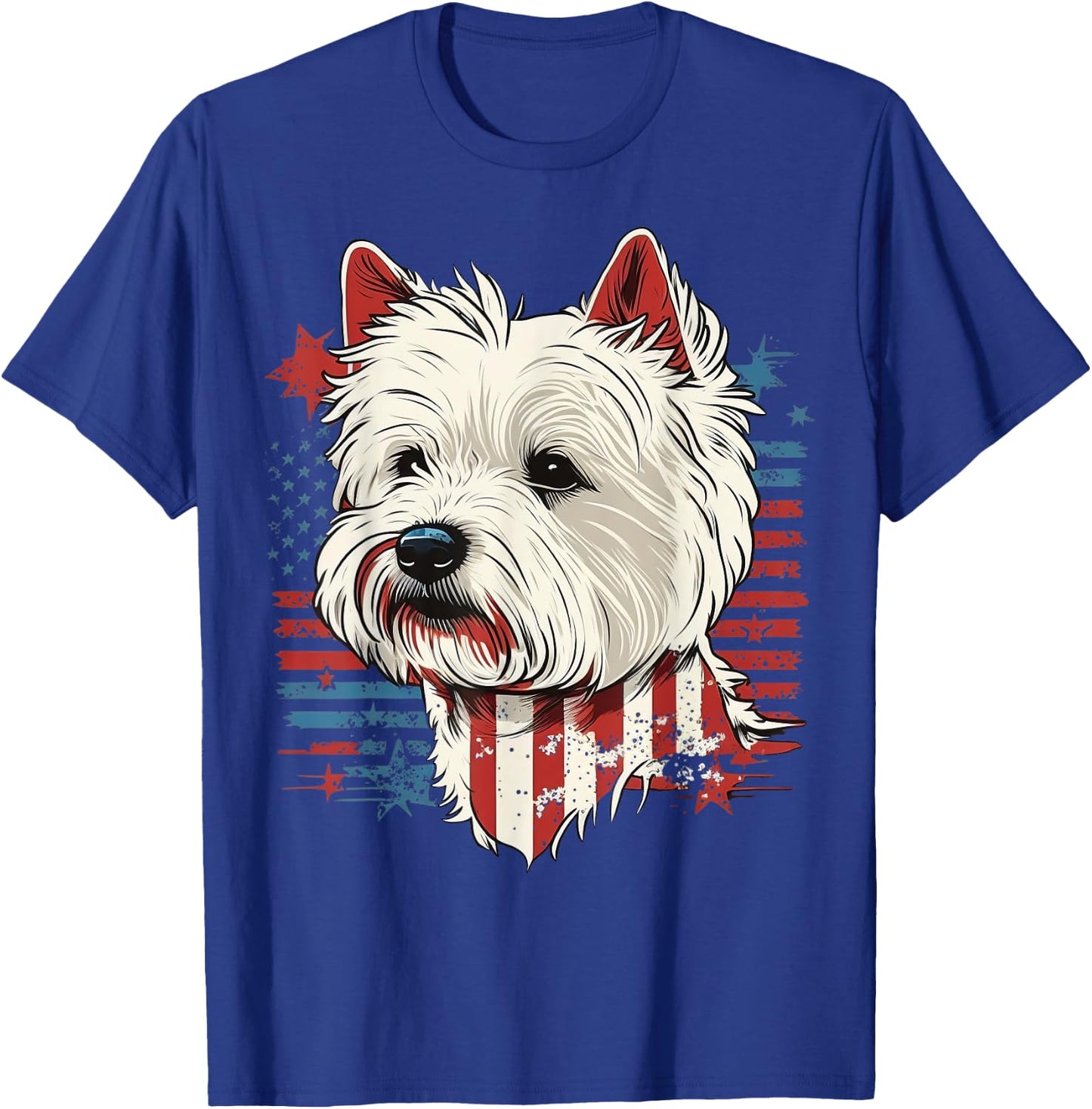 USA Westie Patriotic American West Highland White Terrier Kids Men T-Shirt - T-Shirt | Royal