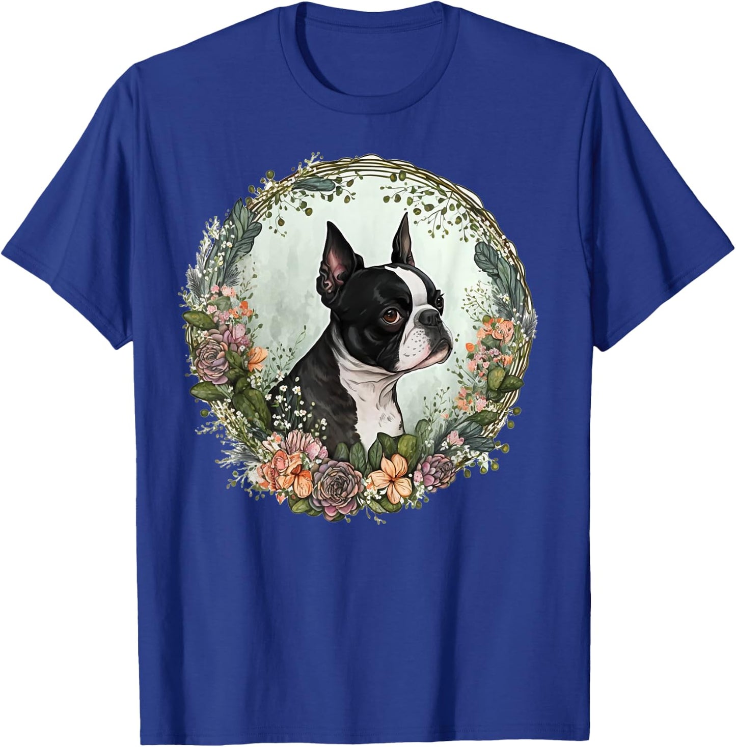 Cute Boston Terrier Dog on Boston Terrier Lover Men Women Kids T-Shirt - T-Shirt | Royal