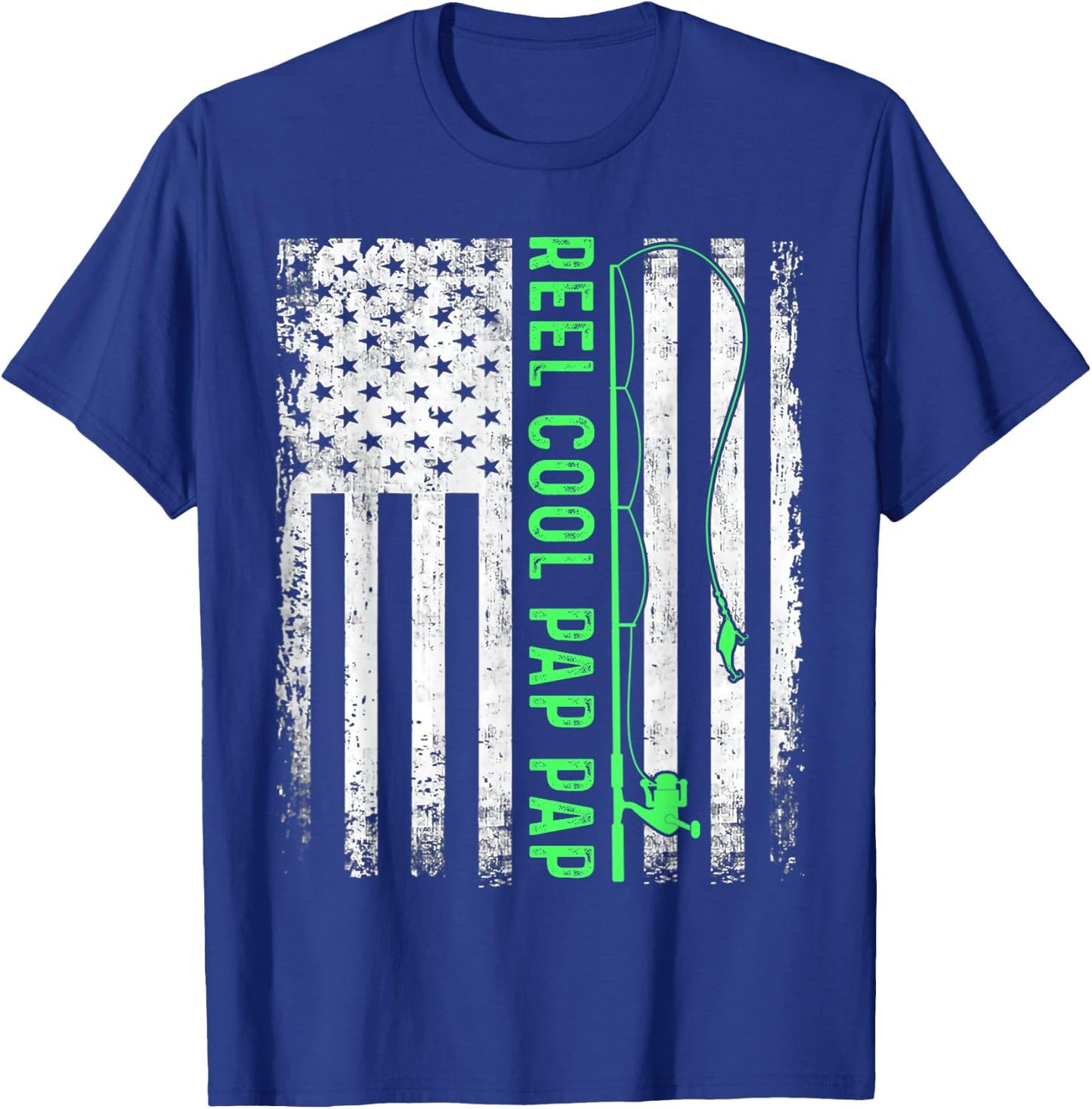 Reel Cool Pap Pap American Flag Funny Pap Pap Fisherman T-Shirt - T-Shirt | Royal