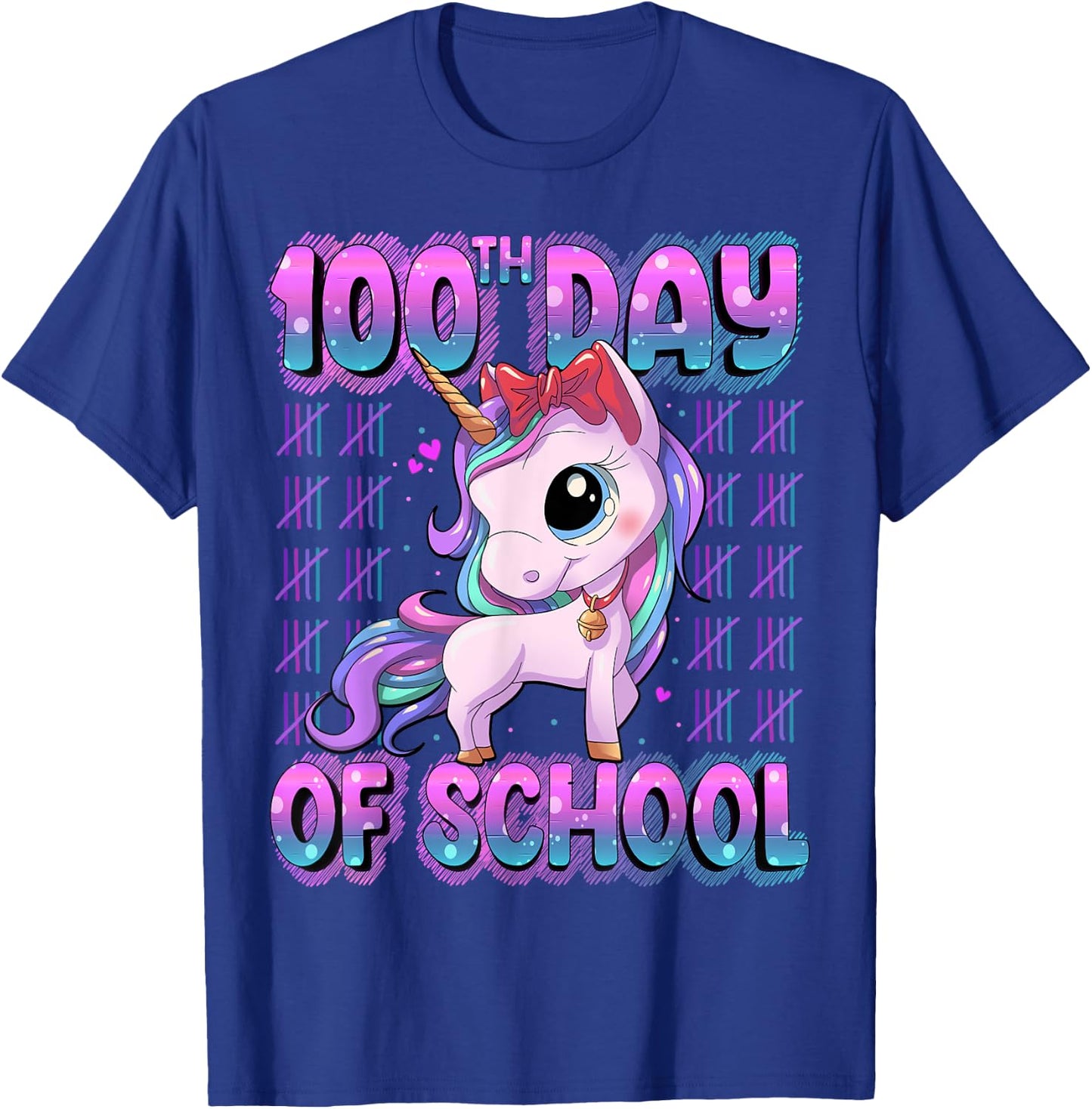 100 Days Of School Shirt Unicorn 100 Days Smarter 100th Day T-Shirt - T-Shirt | Royal